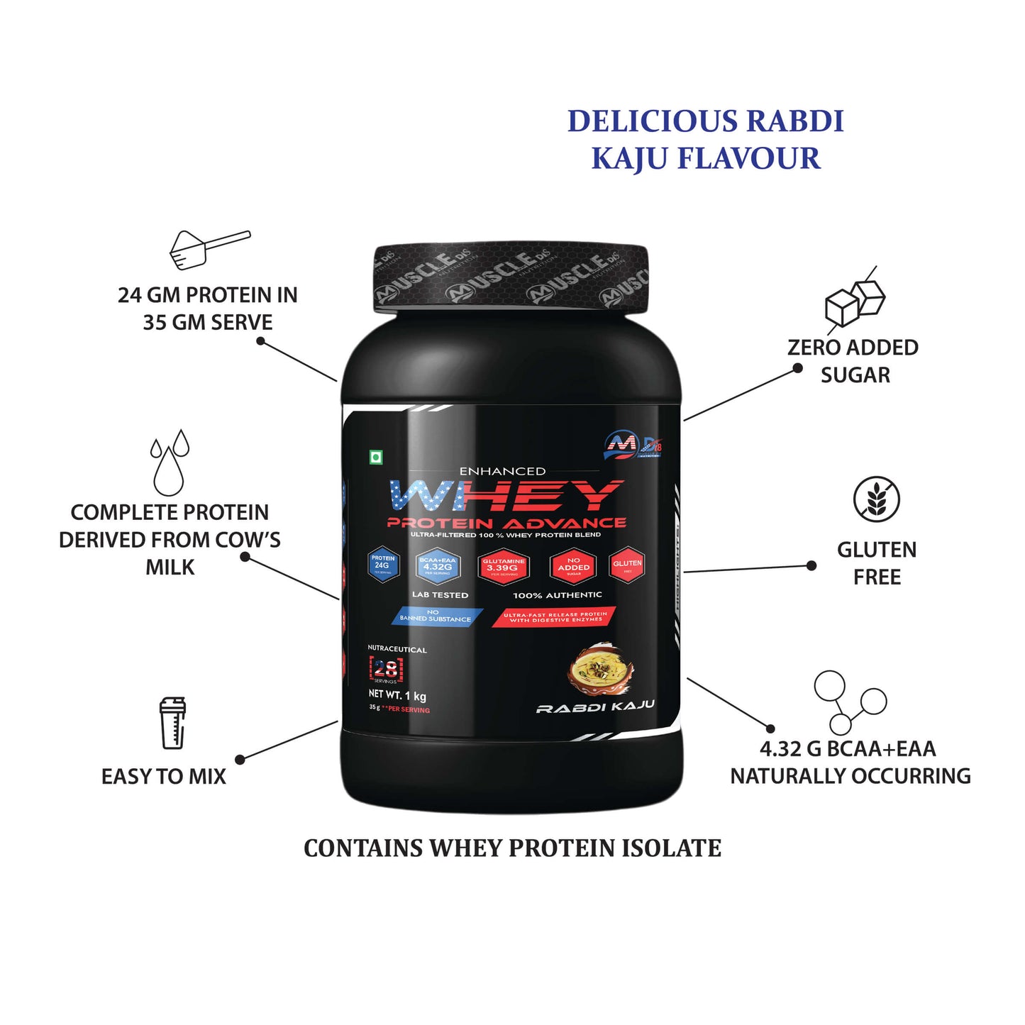 Whey Protein Advance Rabdi Kaju - 1Kg