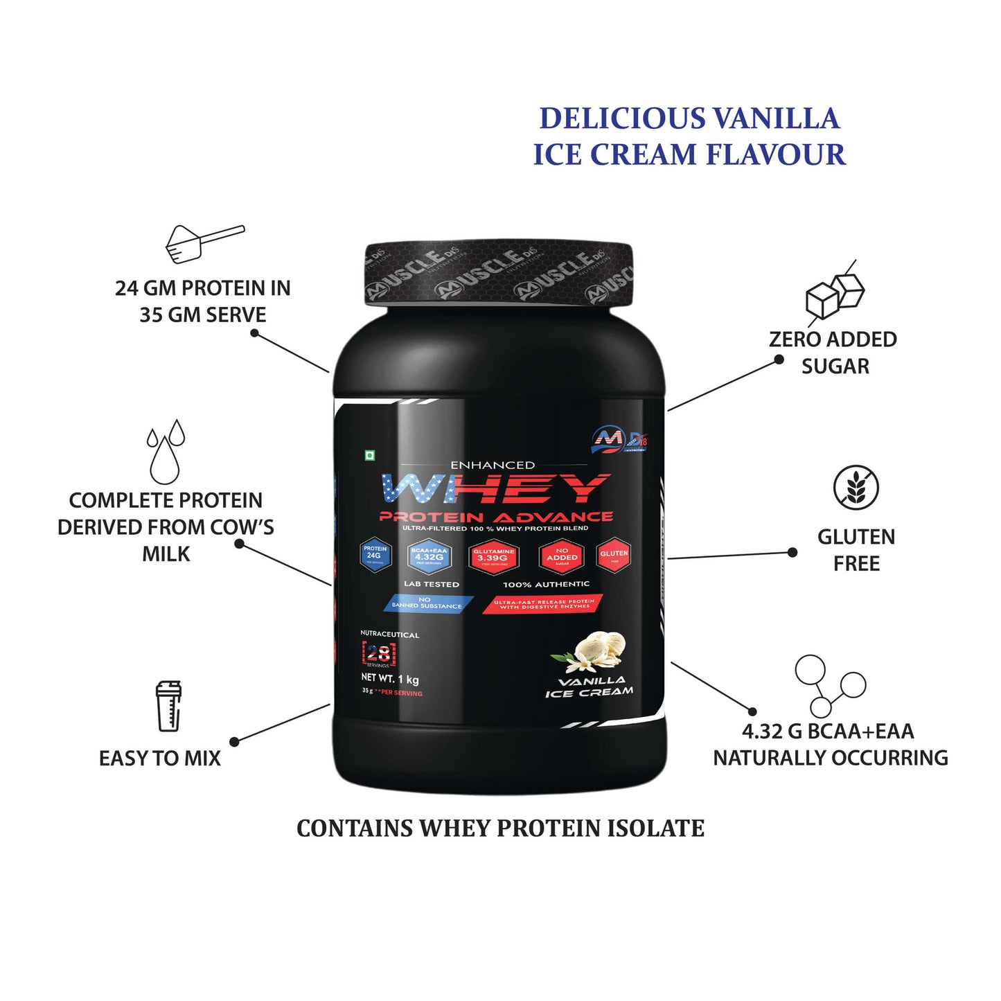 Whey Protein Advance Vanilla Ice Cream - 1Kg