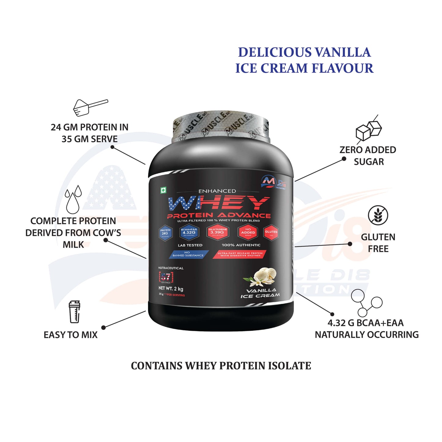Whey Protein Advance Vanilla Ice Cream - 2Kg