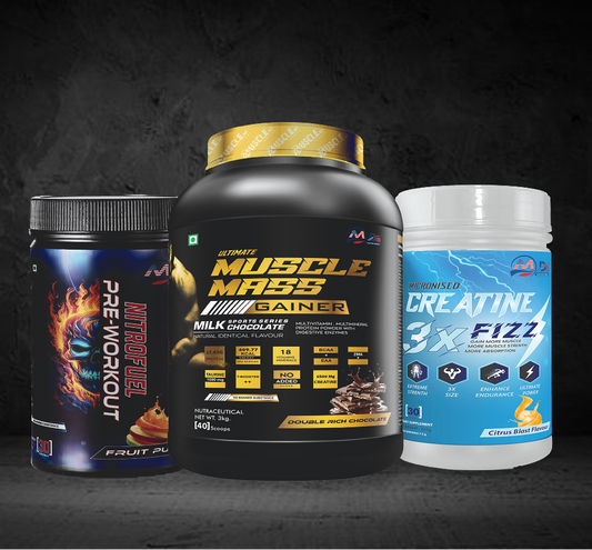ULTIMATE MUSCLE MASS GAINER+ CREATINE FIZZ + PRE-WORKOUT