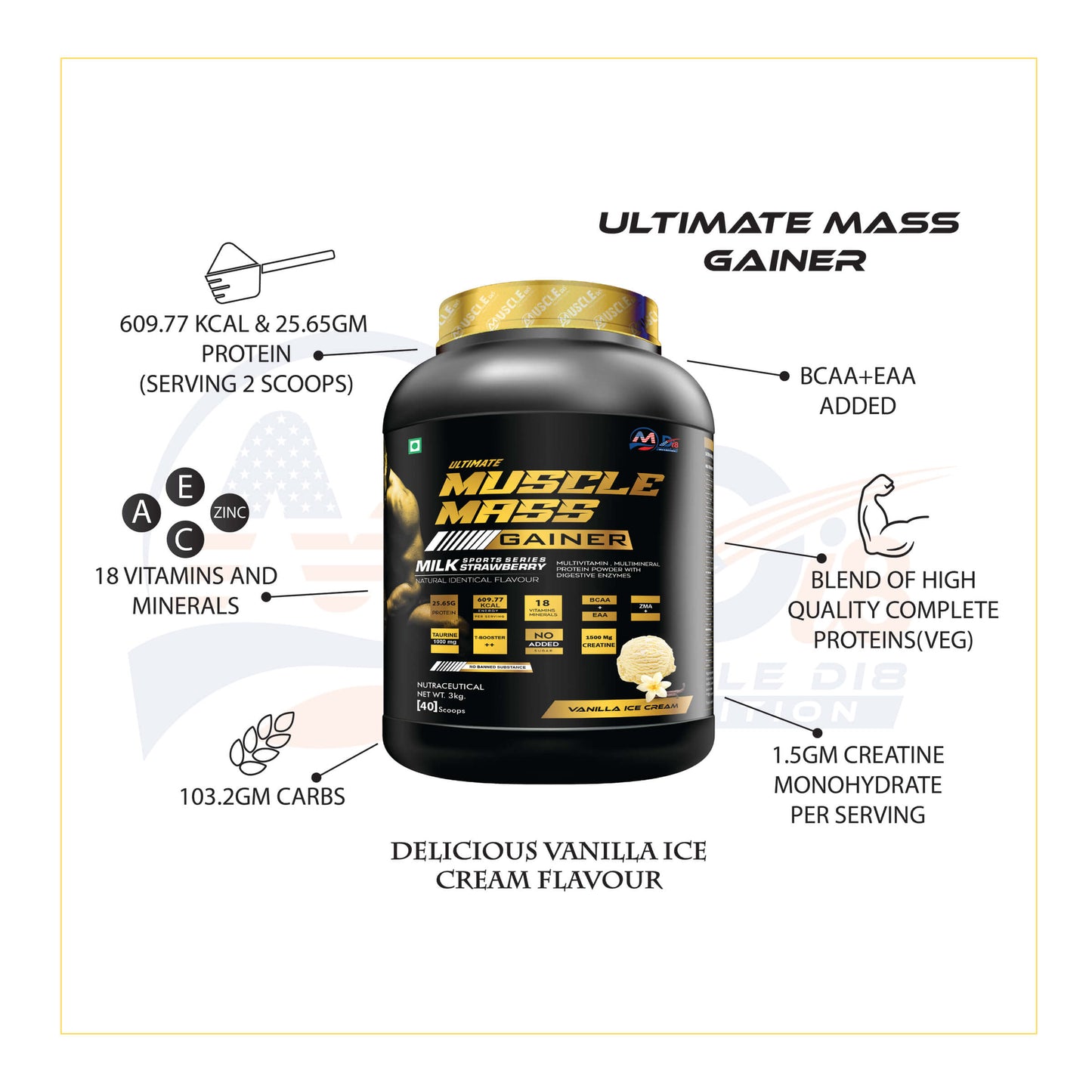 Mass Gainer Vanilla - 3Kg