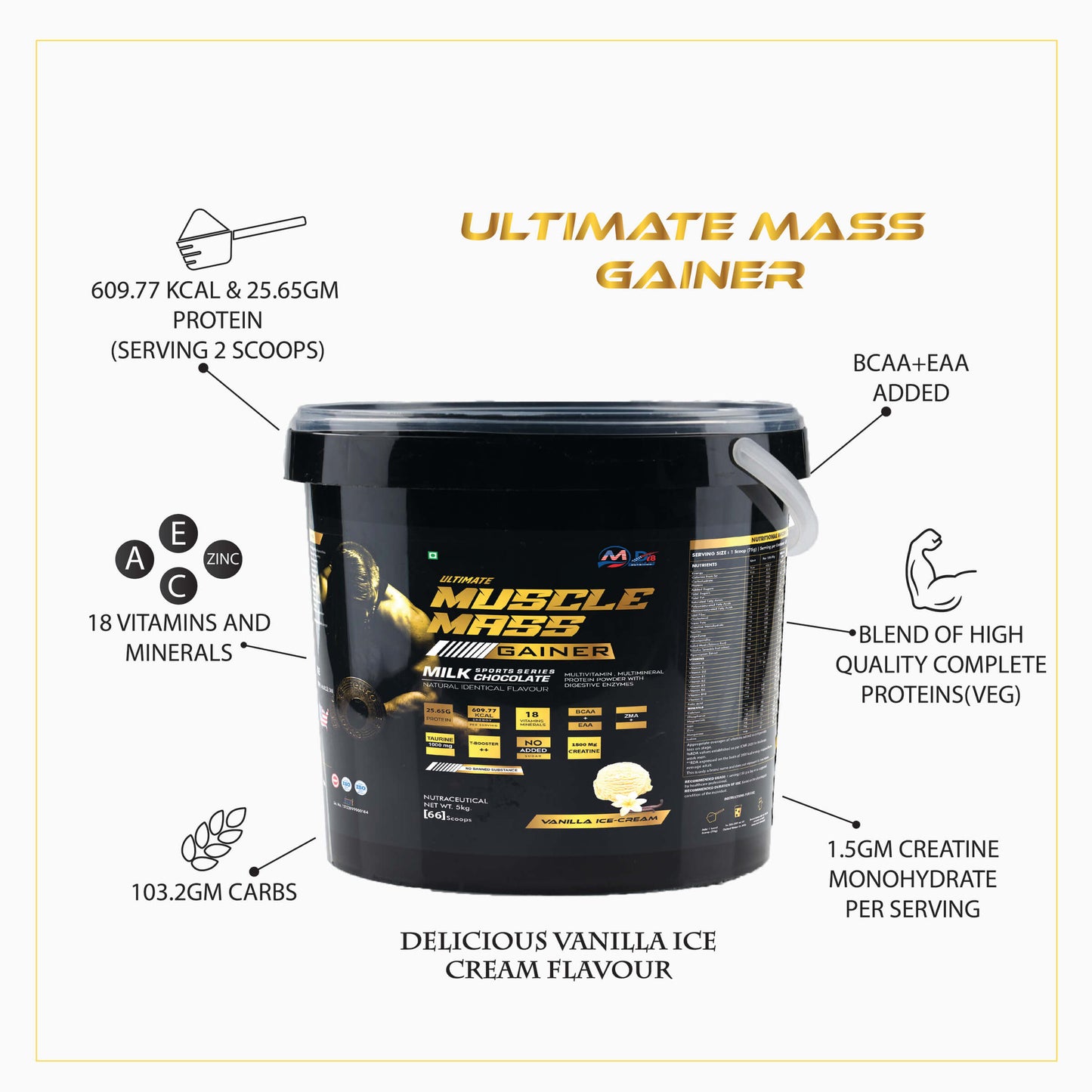 Mass Gainer Vanilla - 5Kg